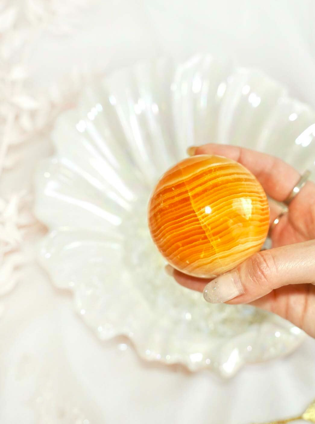Orange Calcite Sphere - Dream Den Crystals