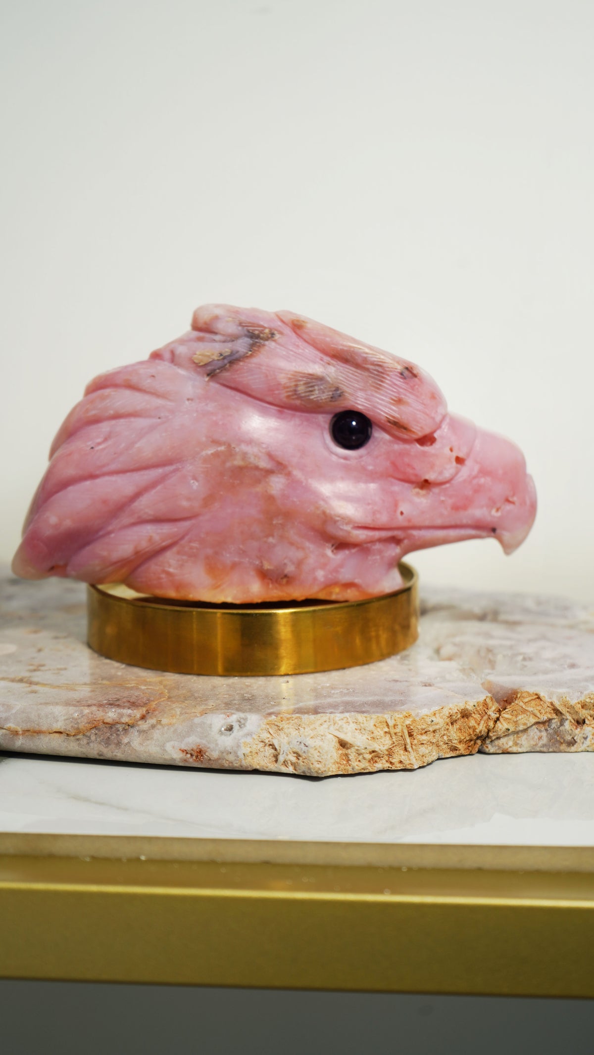 Pink Opal Eagle Carving