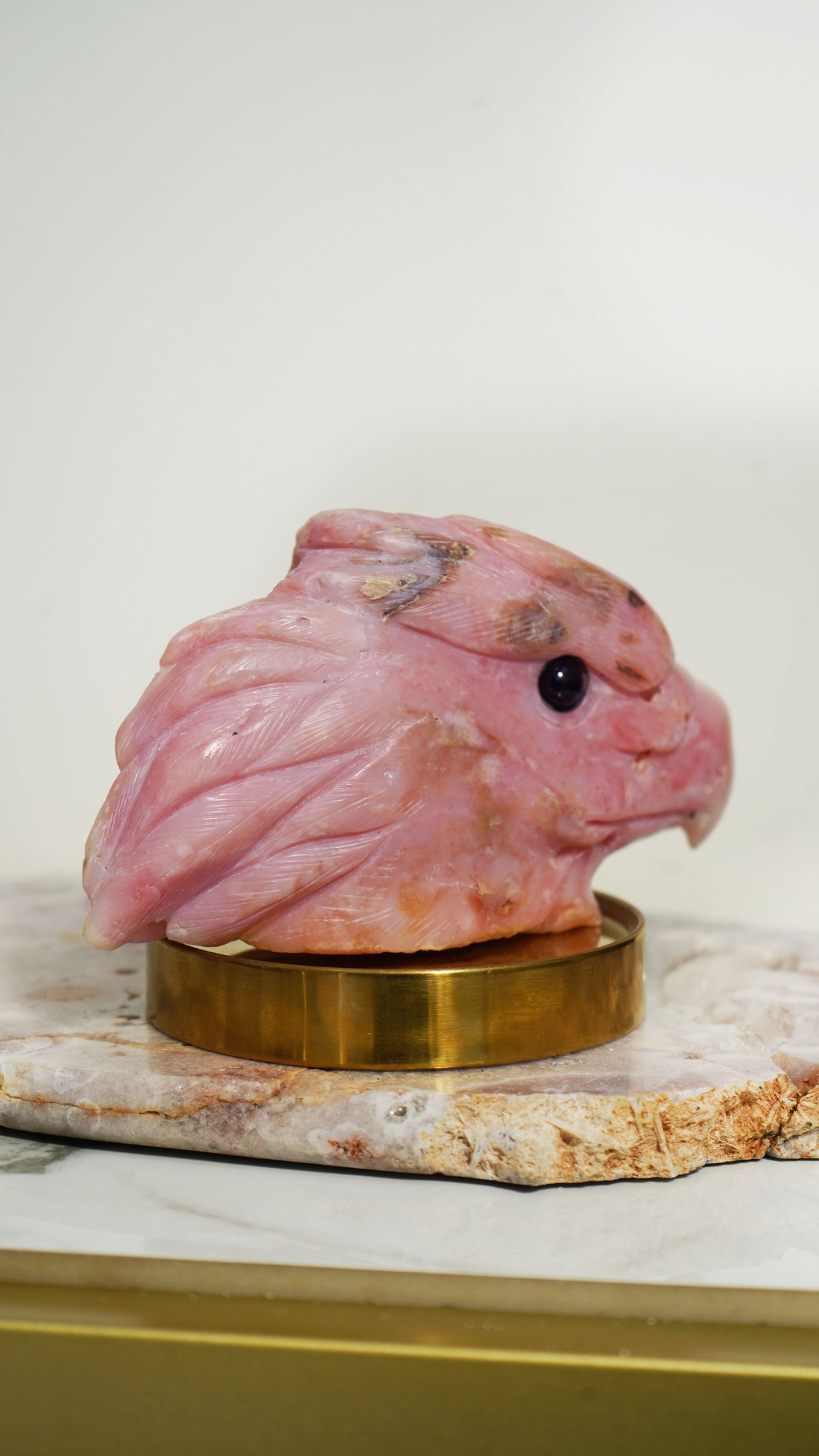 Pink Opal Eagle Carving