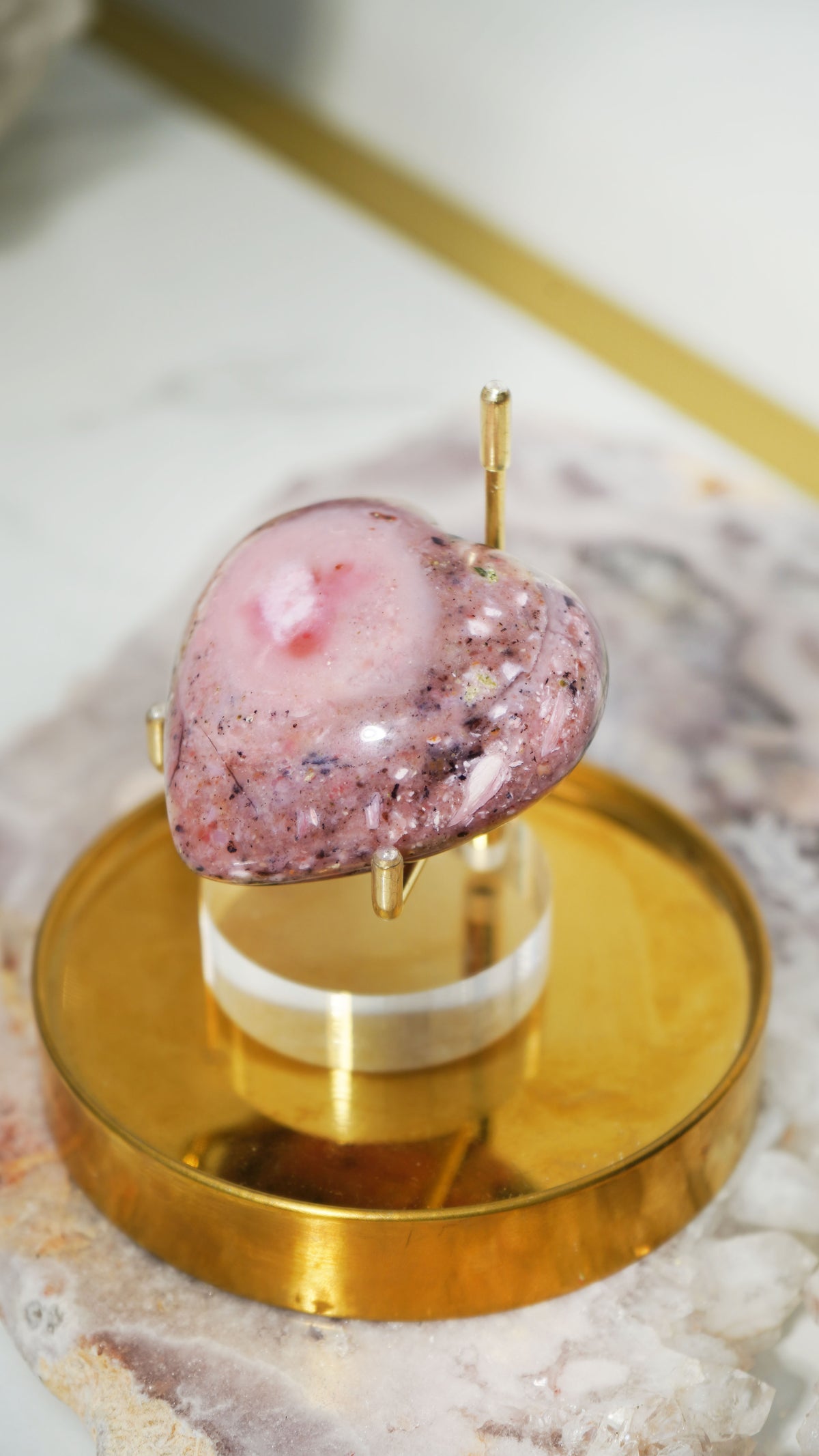 Strawberry Pink Opal Heart