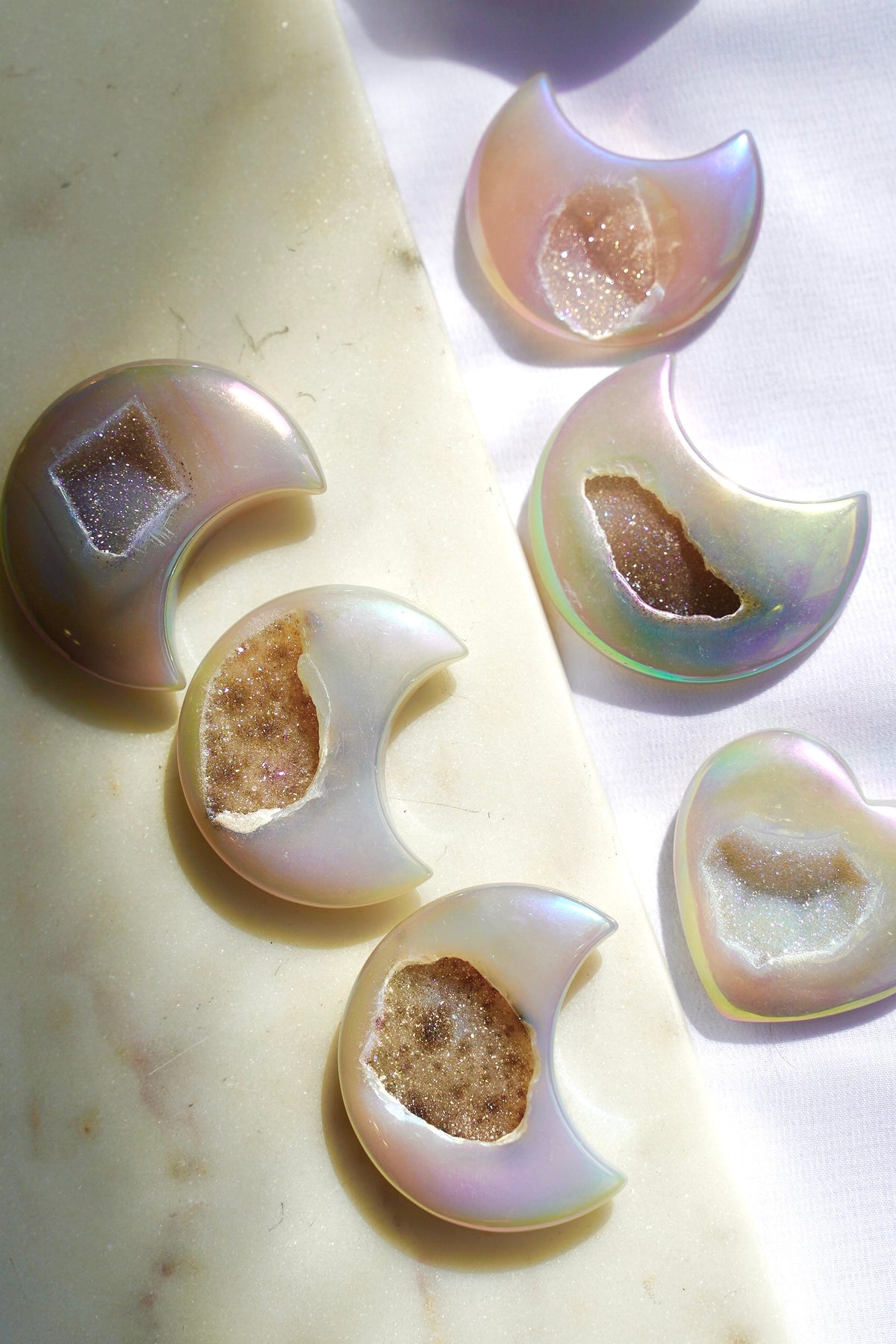 Aura Agate Druzy Moon - Dream Den Crystals