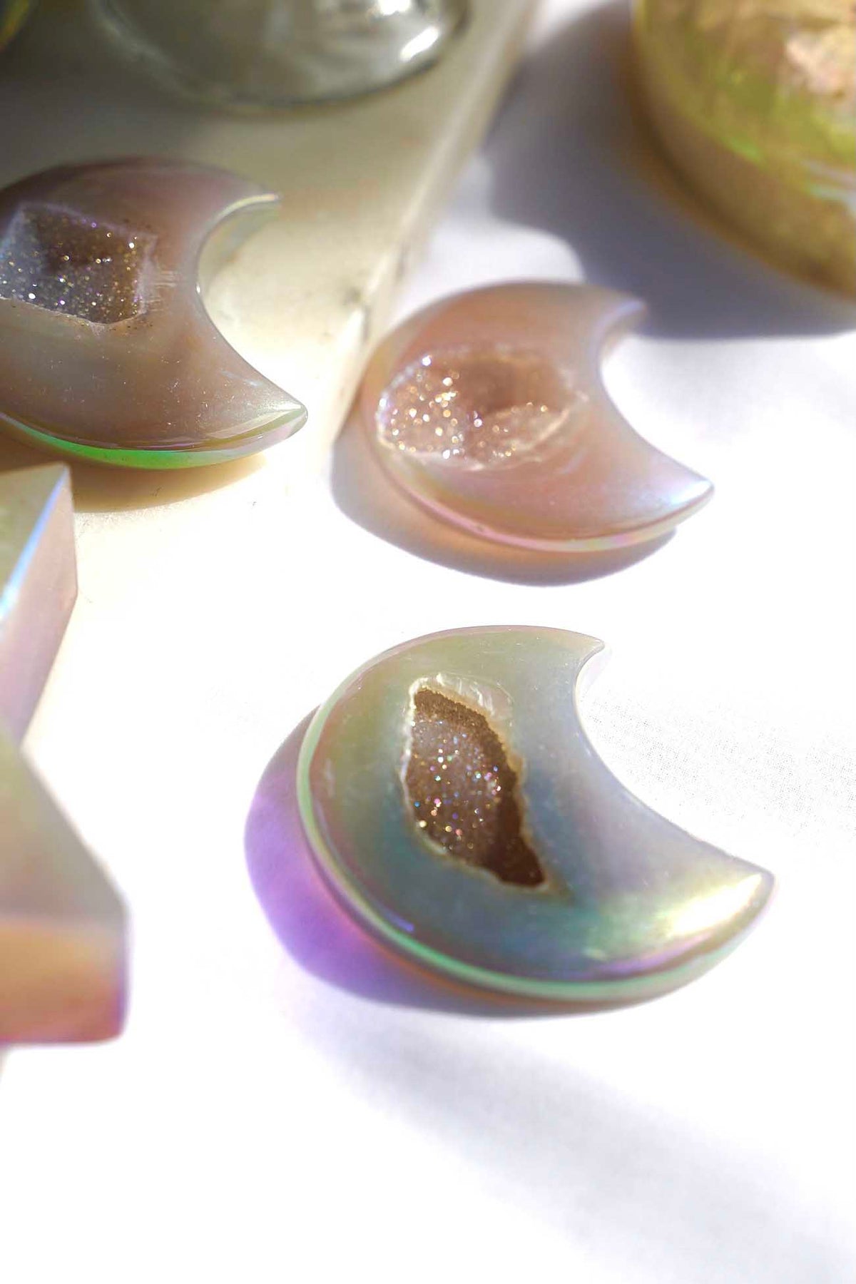 Aura Agate Druzy Moon - Dream Den Crystals