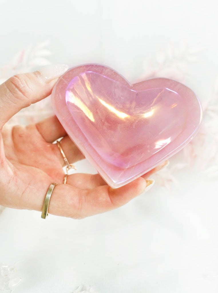 Aura Rose Quartz Heart Bowl (SOLD OUT) - Dream Den Crystals