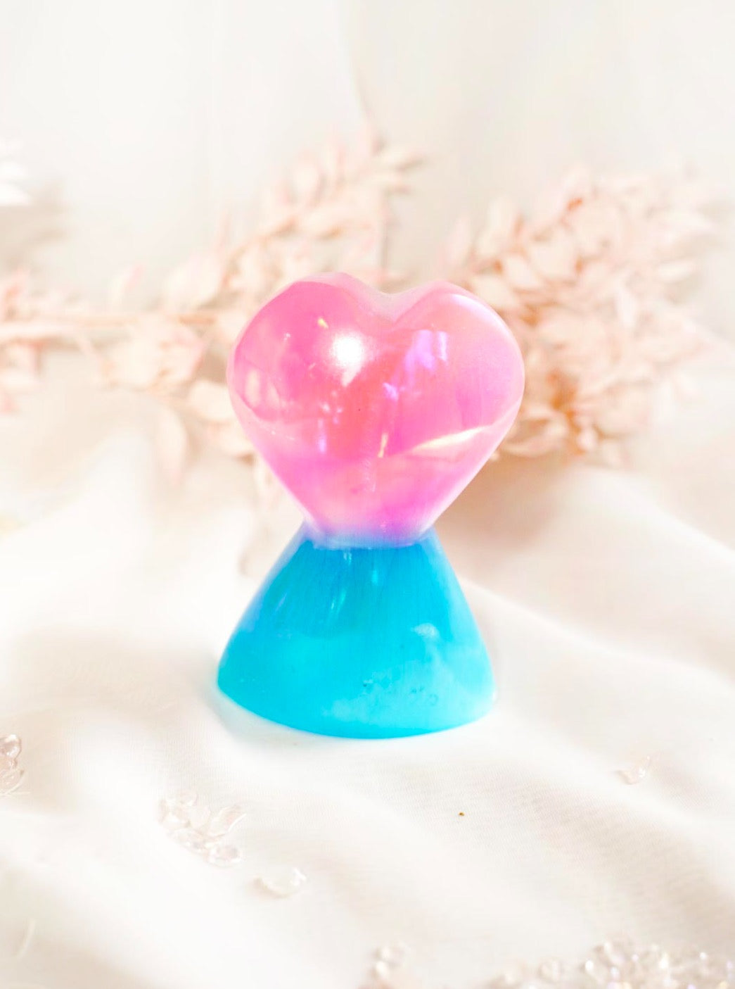 Aura Selenite Heart Wand - Dream Den Crystals