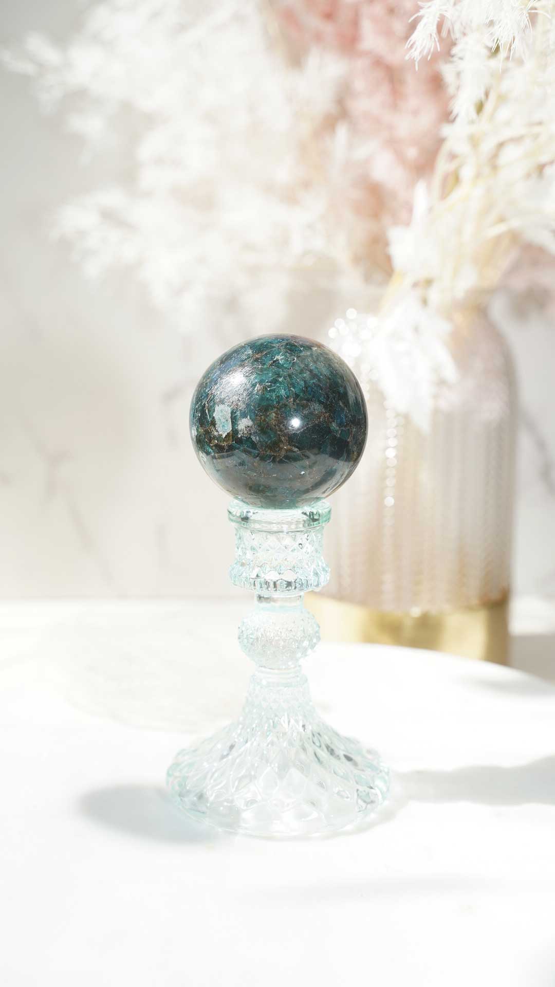 Blue Apatite Sphere - Dream Den Crystals