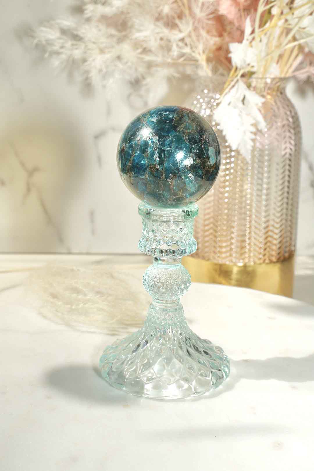 Blue Apatite Sphere - Dream Den Crystals