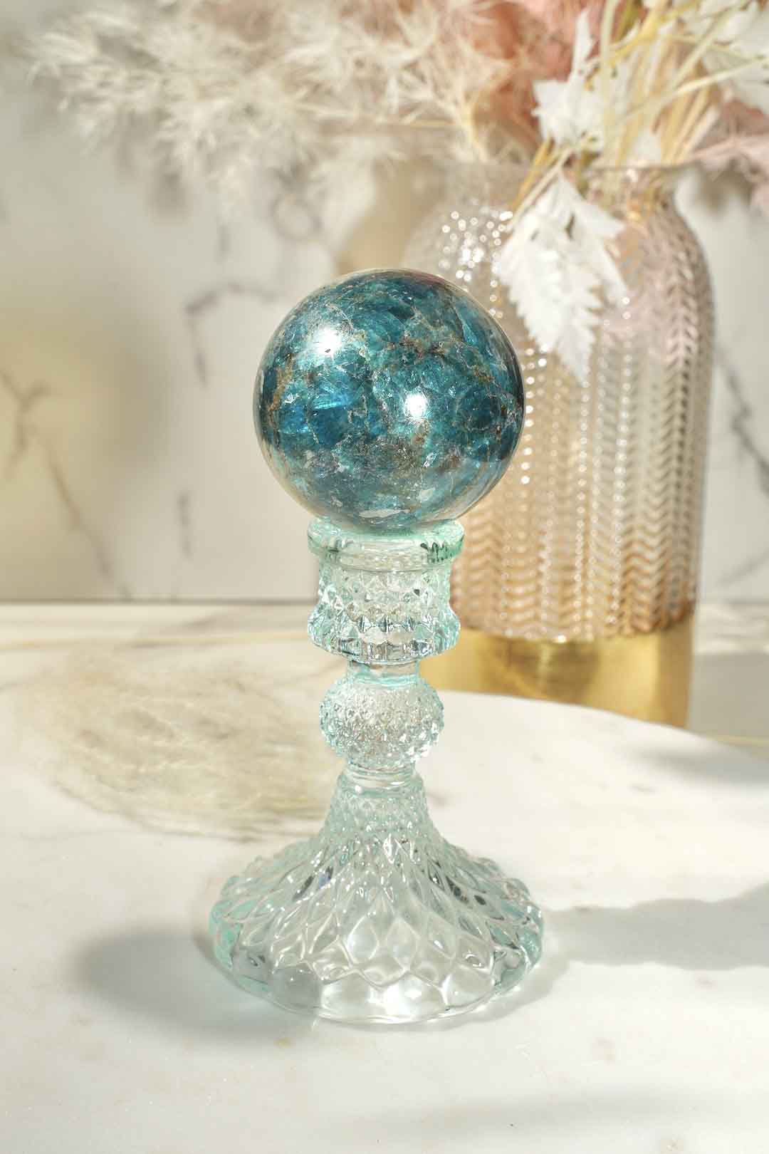 Blue Apatite Sphere - Dream Den Crystals