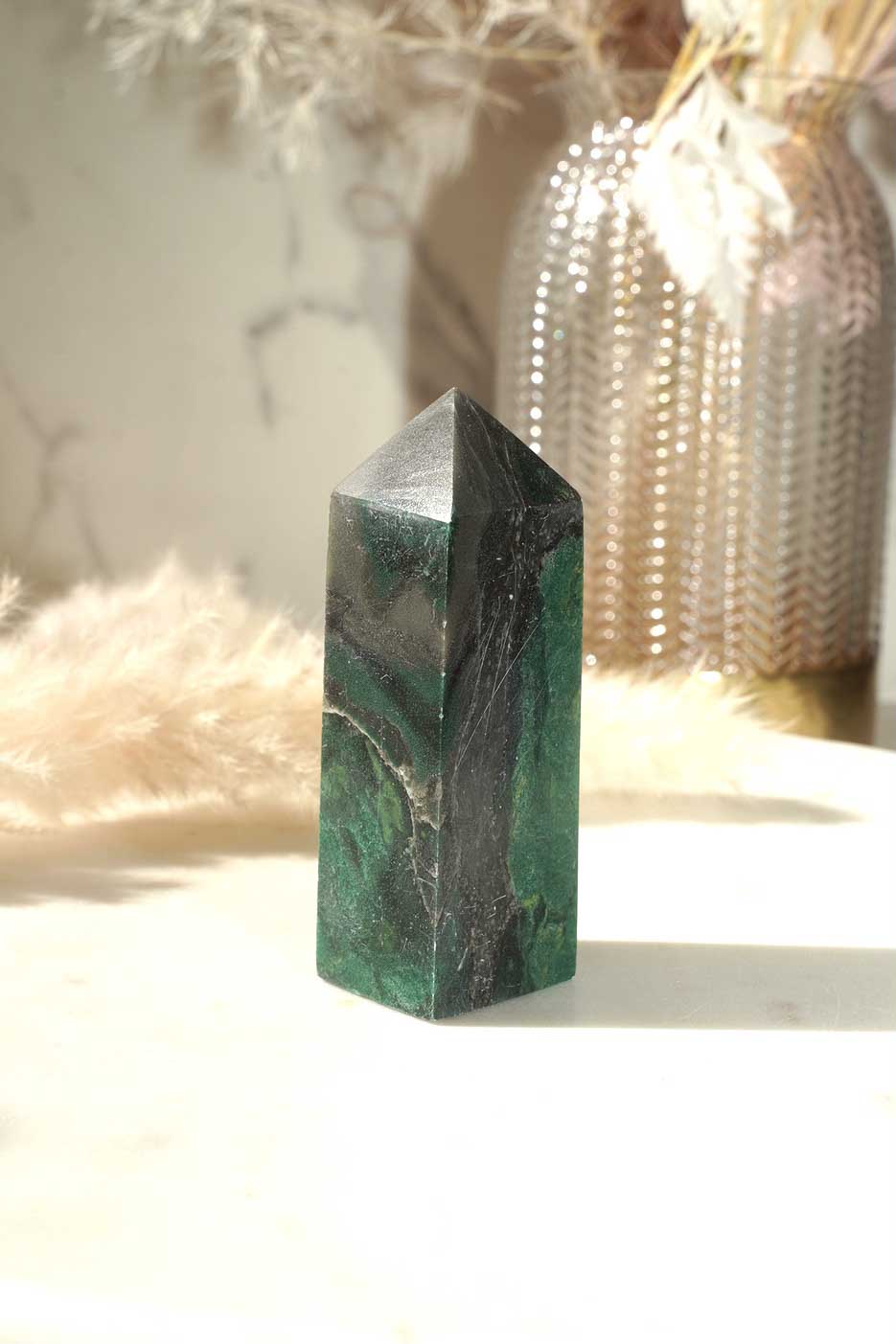 Emerald Jasper Tower - Dream Den Crystals