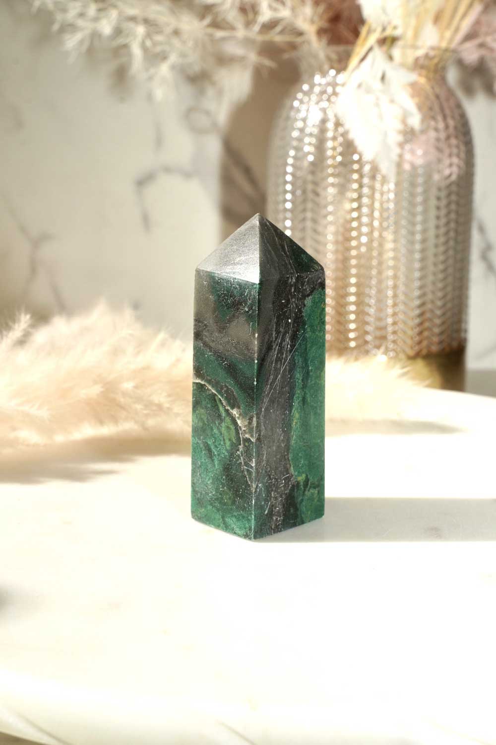 Emerald Jasper Tower - Dream Den Crystals