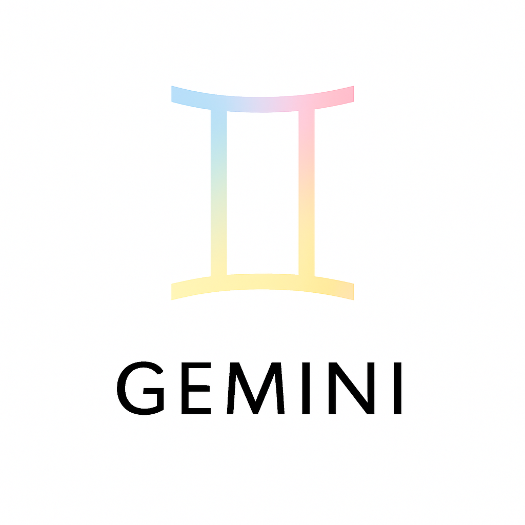 Colorful Gemini zodiac symbol on a white background