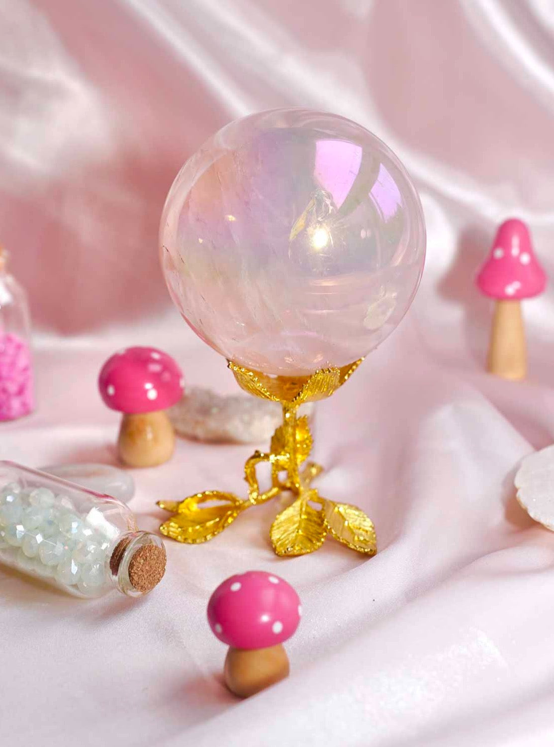 Hot Pink Aura Quartz Sphere - Dream Den Crystals