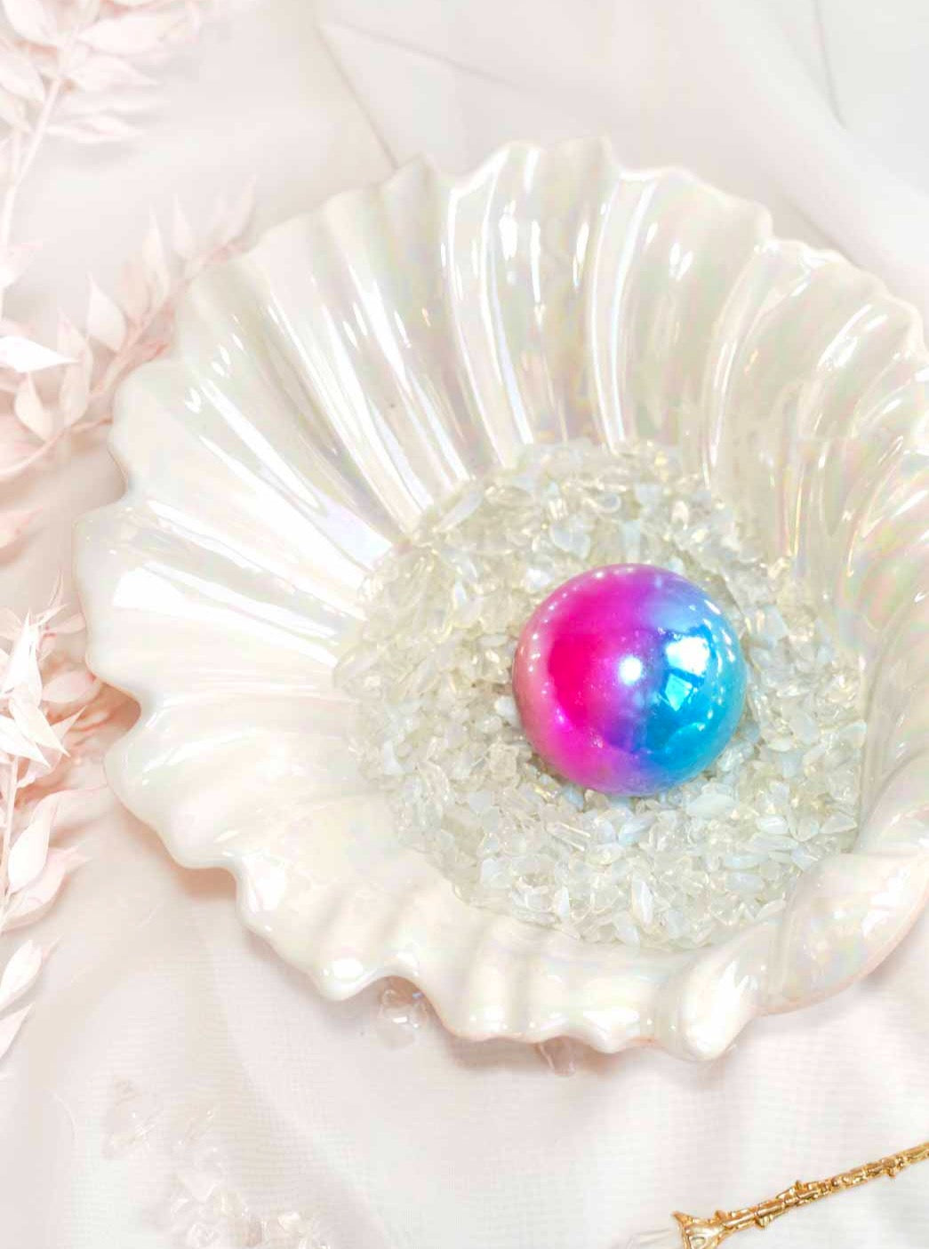 Hot Pink and Aqua Aura Quartz Sphere (SOLD OUT) - Dream Den Crystals