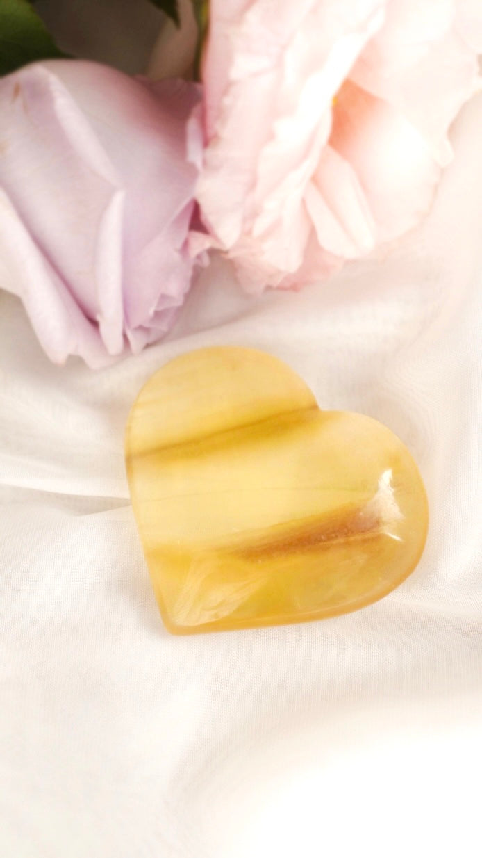 Yellow Fluorite Heart - Dream Den Crystals