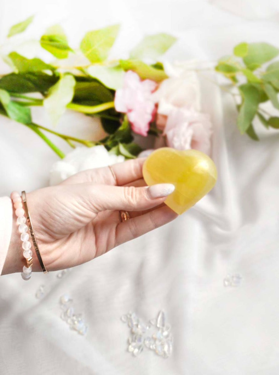 Lemon Calcite Heart - Dream Den Crystals