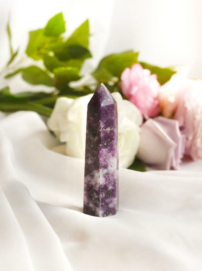 Lepidolite Tower - Dream Den Crystals