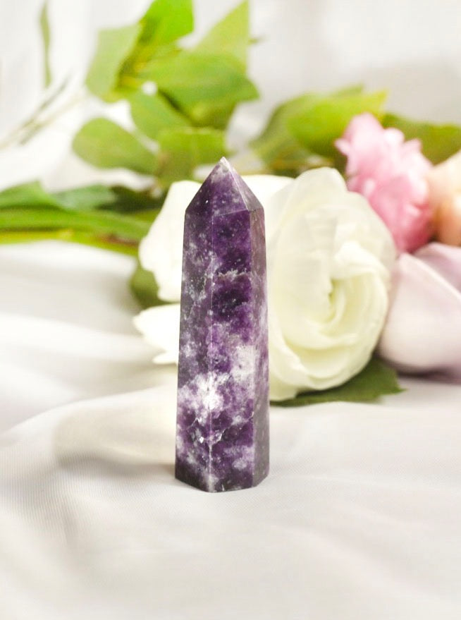 Lepidolite Tower - Dream Den Crystals