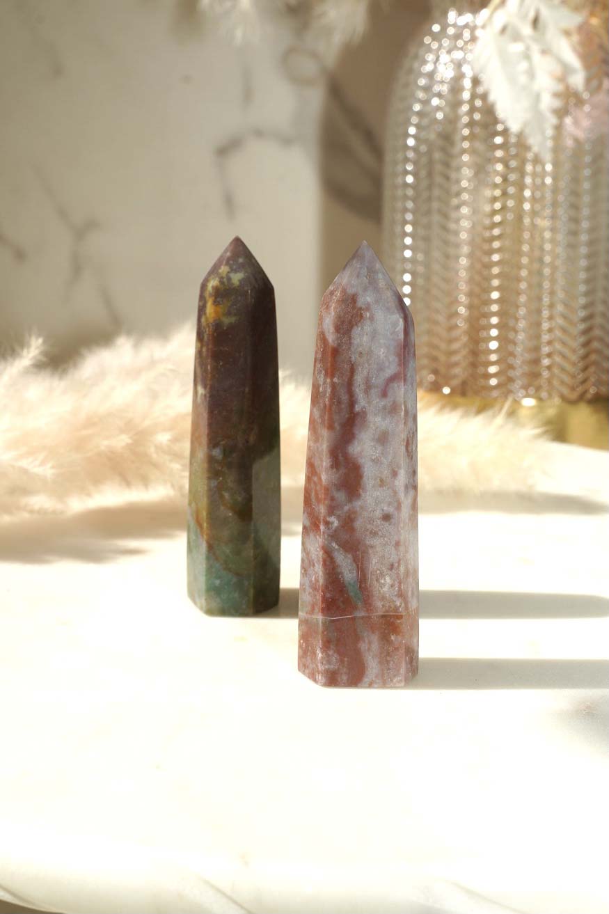 Ocean Jasper Tower - Dream Den Crystals