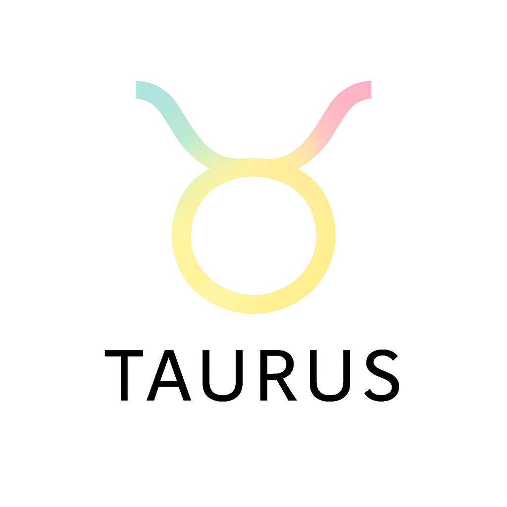 Colorful Taurus zodiac symbol on a white background