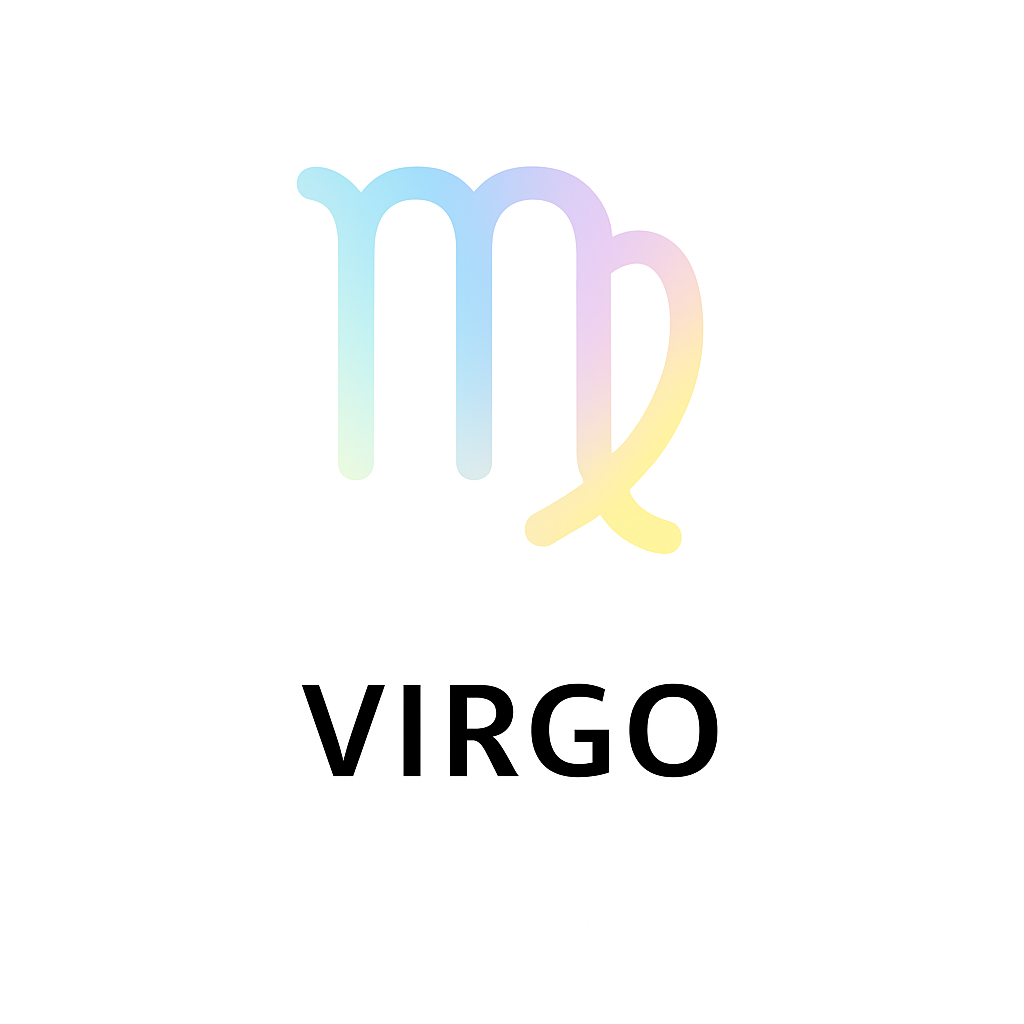 Colorful Virgo zodiac symbol on a white background