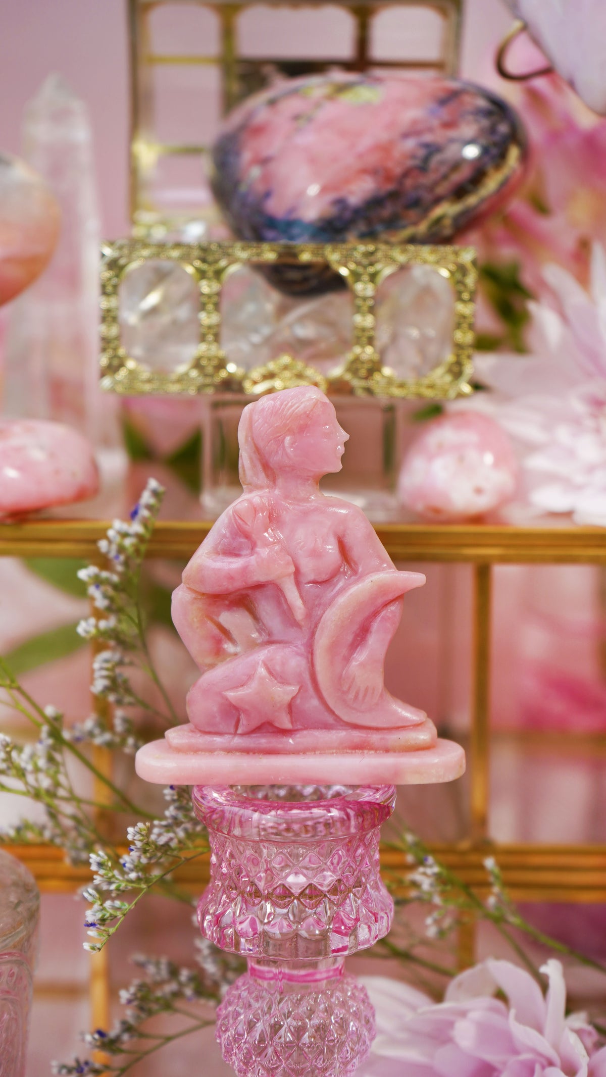 Pink Opal Libra Carving