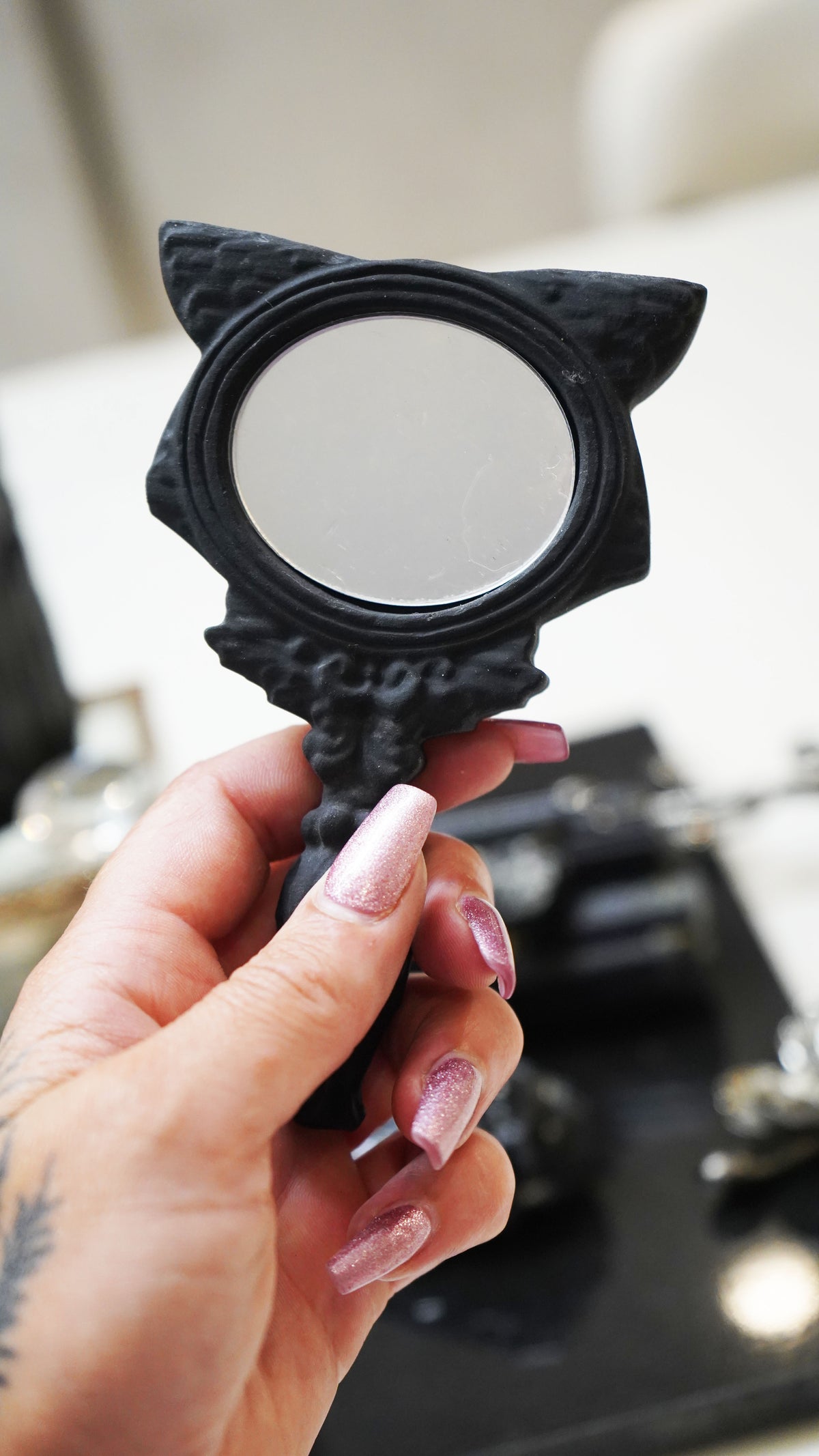 Black Tourmaline Cat Mirror