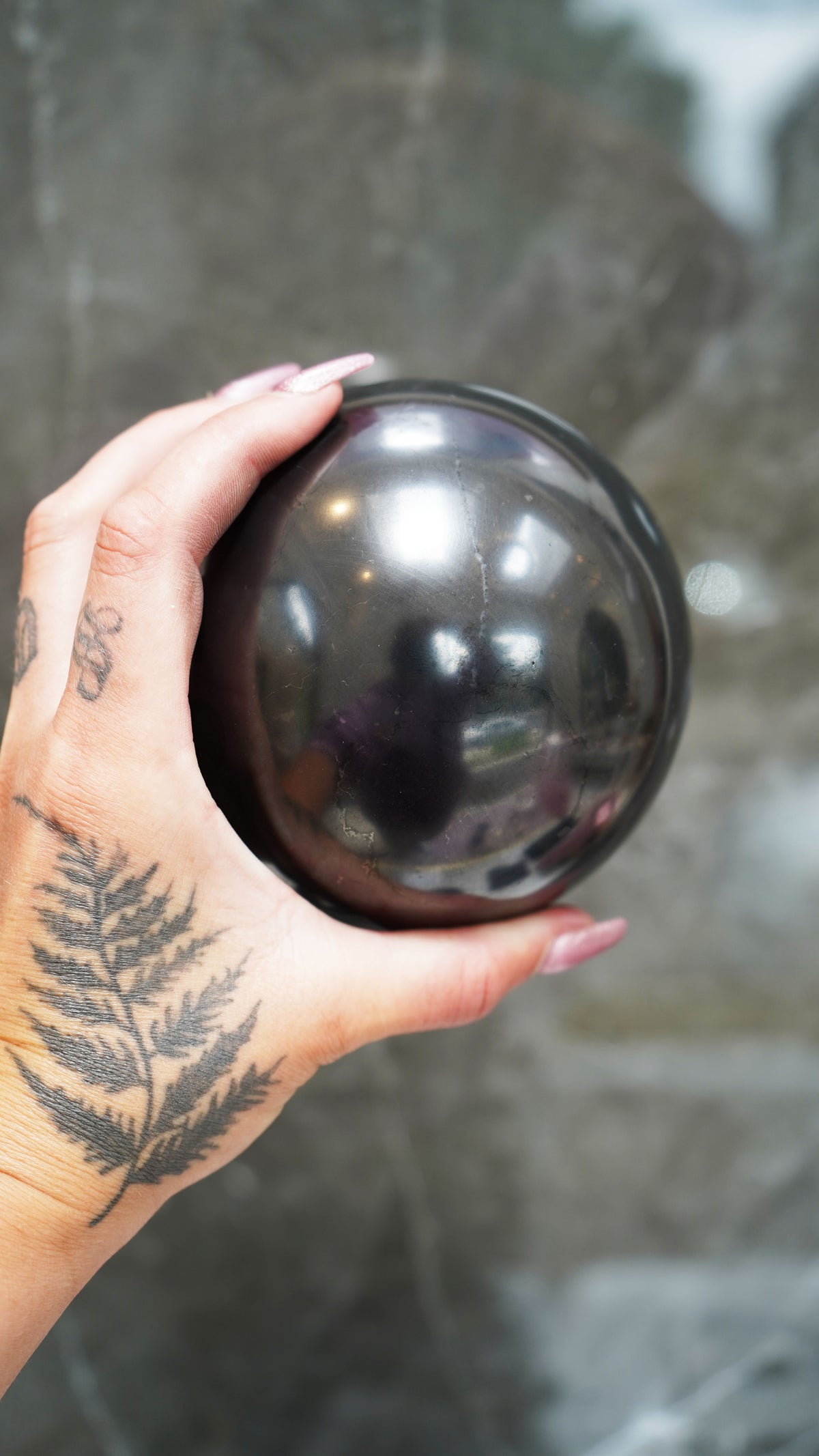 Shungite Sphere with Shungite Charging Plate