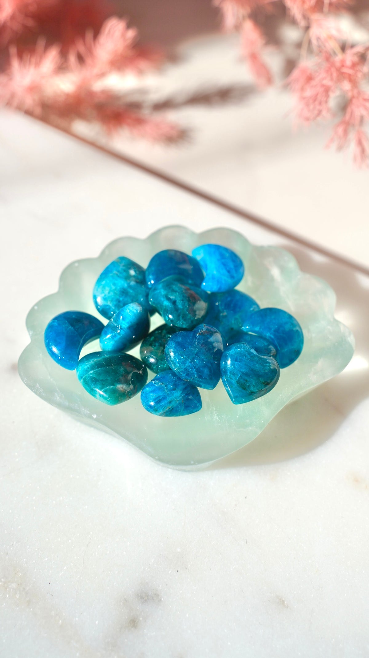 Blue Apatite Heart Tumble (Top Grade) - Dream Den Crystals