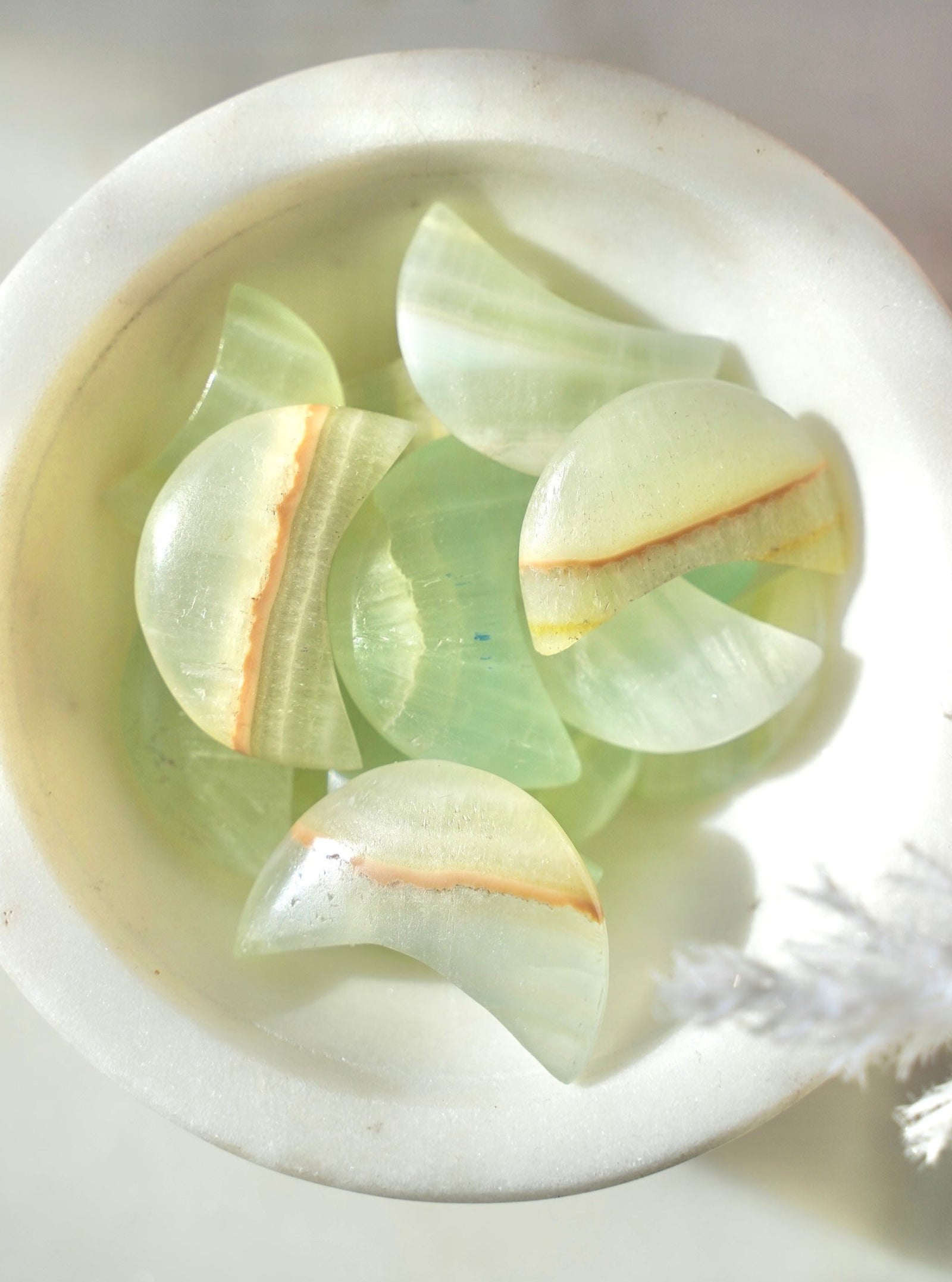 Pistachio Calcite Moon - Dream Den Crystals