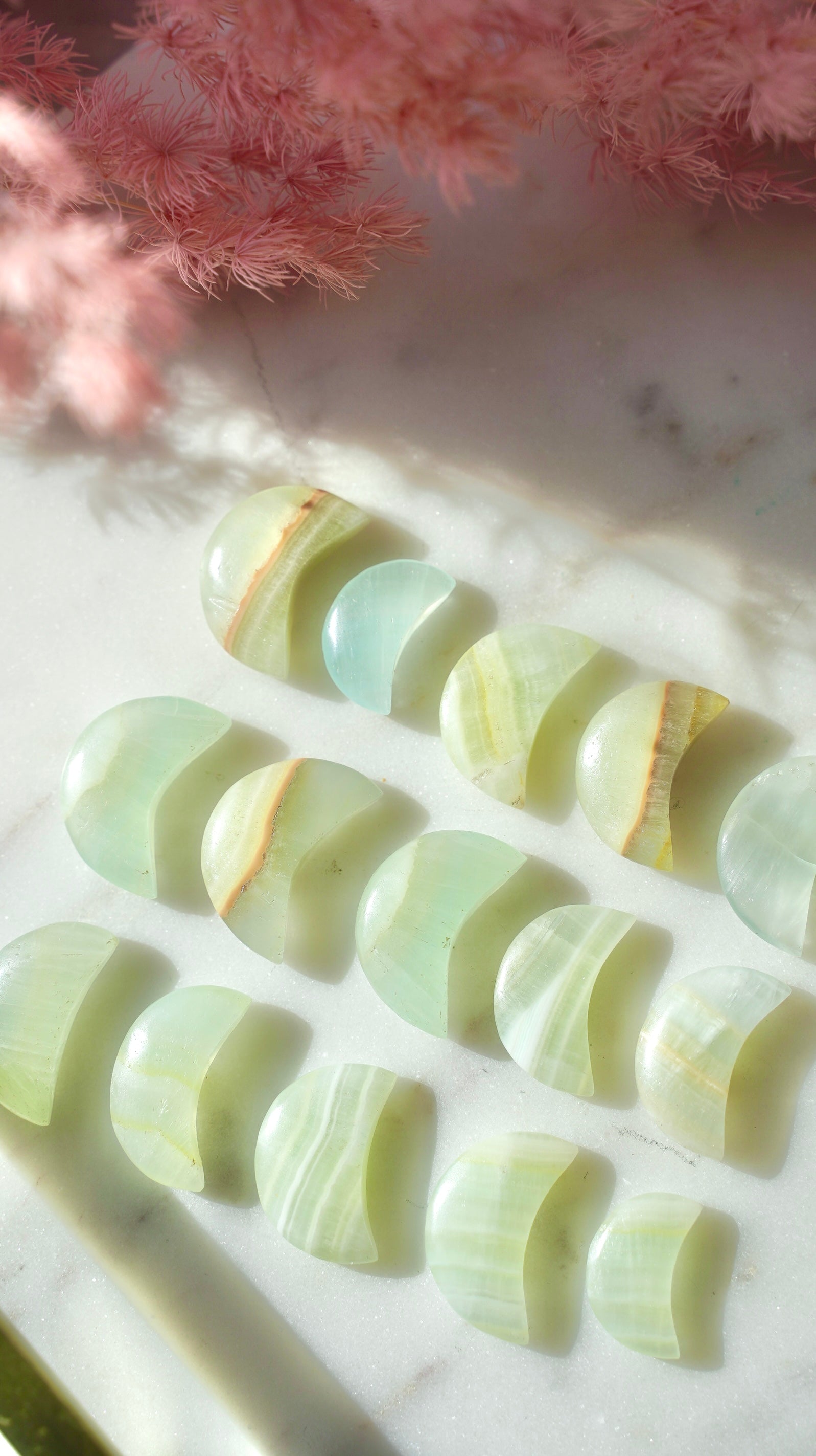 Pistachio Calcite Moon - Dream Den Crystals