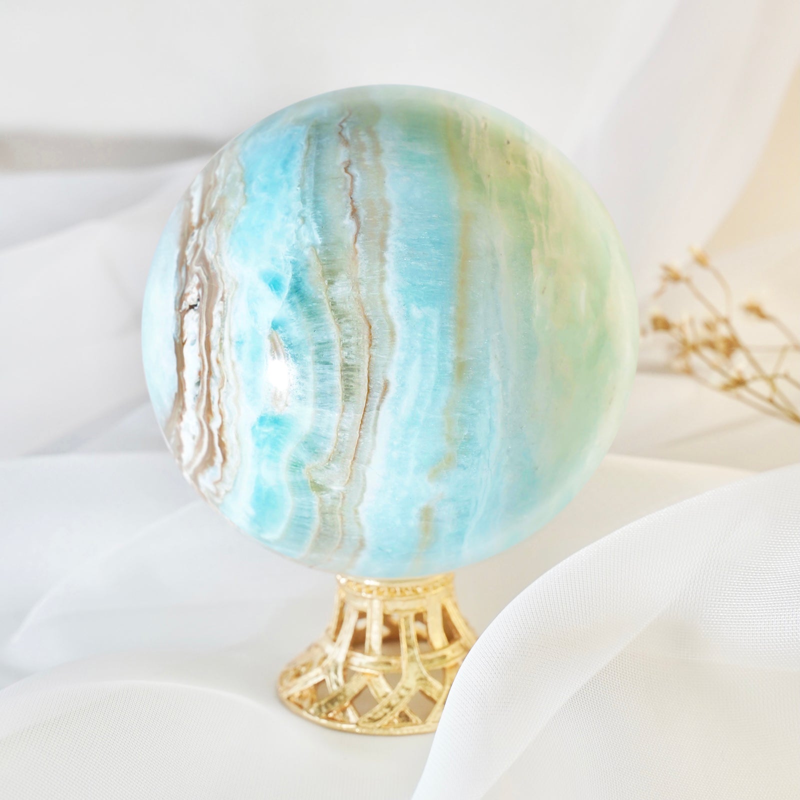 Caribbean Calcite Sphere (SOLD OUT) - Dream Den Crystals