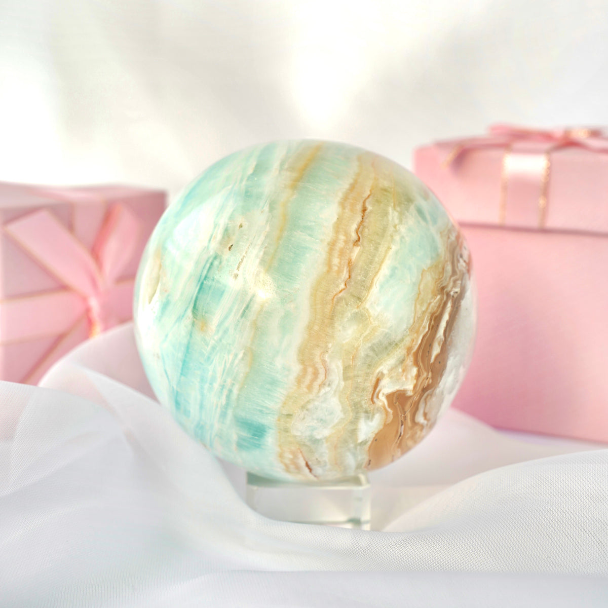Caribbean Calcite Sphere (SOLD OUT) - Dream Den Crystals