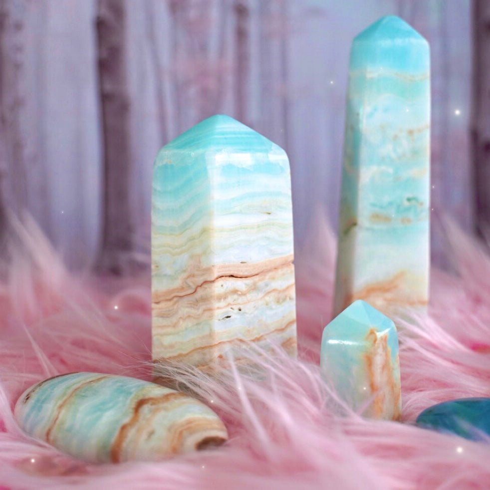Caribbean Calcite Tower (SOLD OUT) - Dream Den Crystals